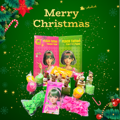 PEACH Value Christmas Kit (Christmas Doll Blind Box, Tattoo Ink Cartridge, Tattoo Transfer Paper, Tattoo Color Cup, Bandage,)