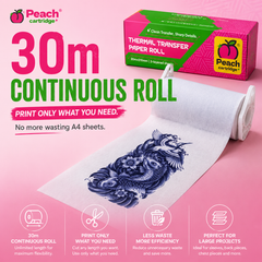 PEACH Thermal Transfer Paper Roll – 30m × 210mm Purple Tattoo Stencil Paper