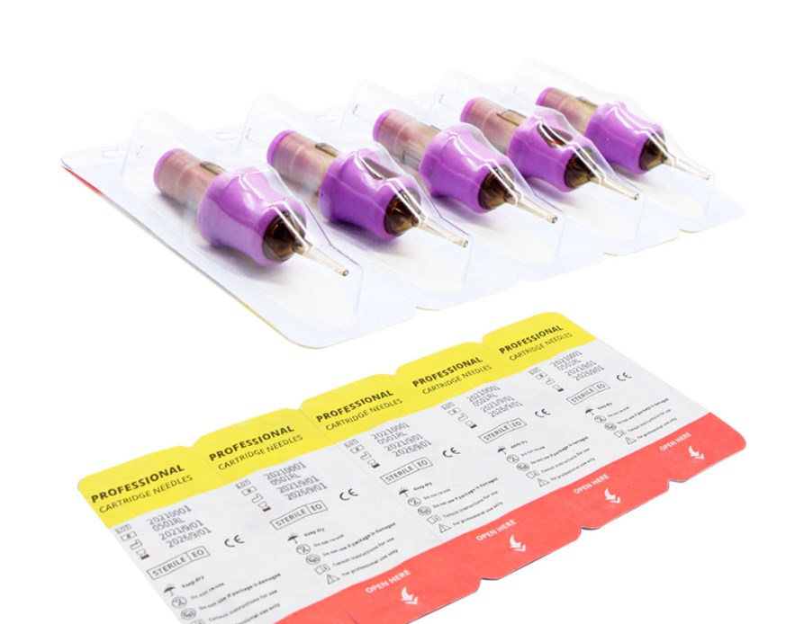 PEACH Tattoo Cartridge Needles With Purple TPE Soft Cover Gold Cartridge