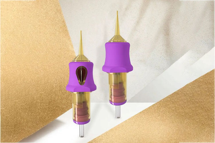 PEACH Tattoo Cartridge Needles With Purple TPE Soft Cover Gold Cartridge