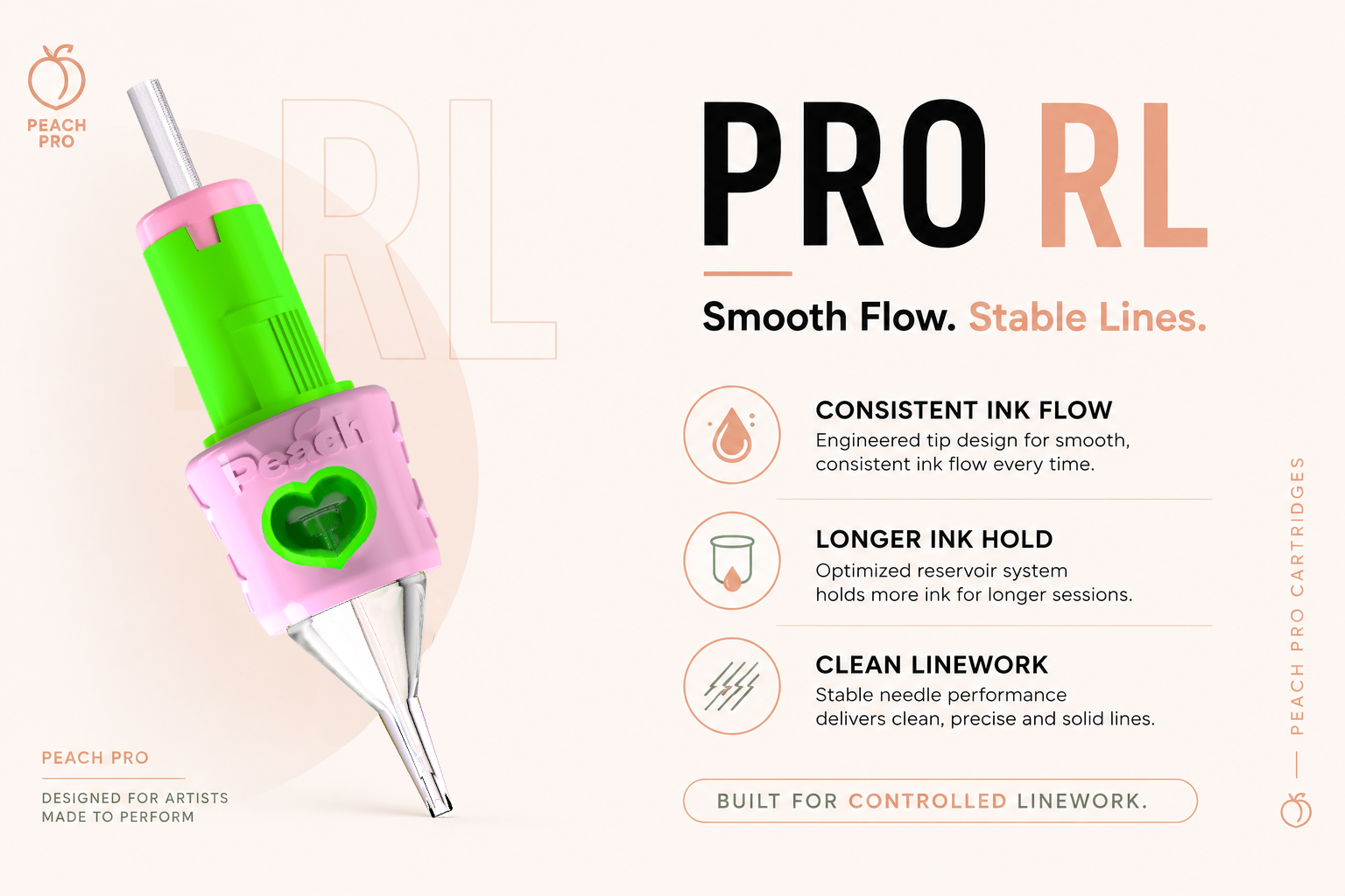 Peach Pro Tattoo Cartridges | Professional Tattoo Needles