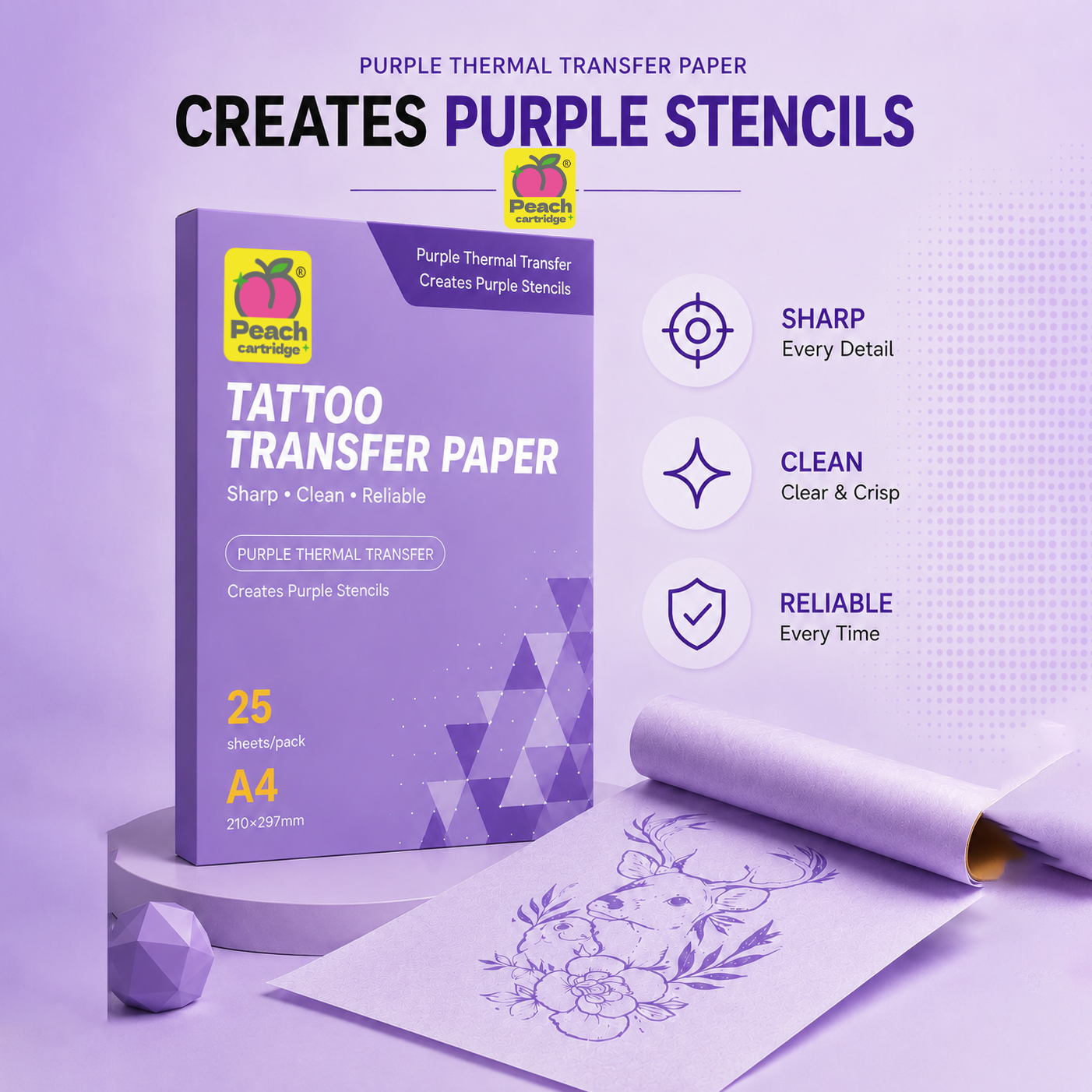 Peach Thermal Transfer Paper | Sharp Stencils That Stay Through Every Wipe