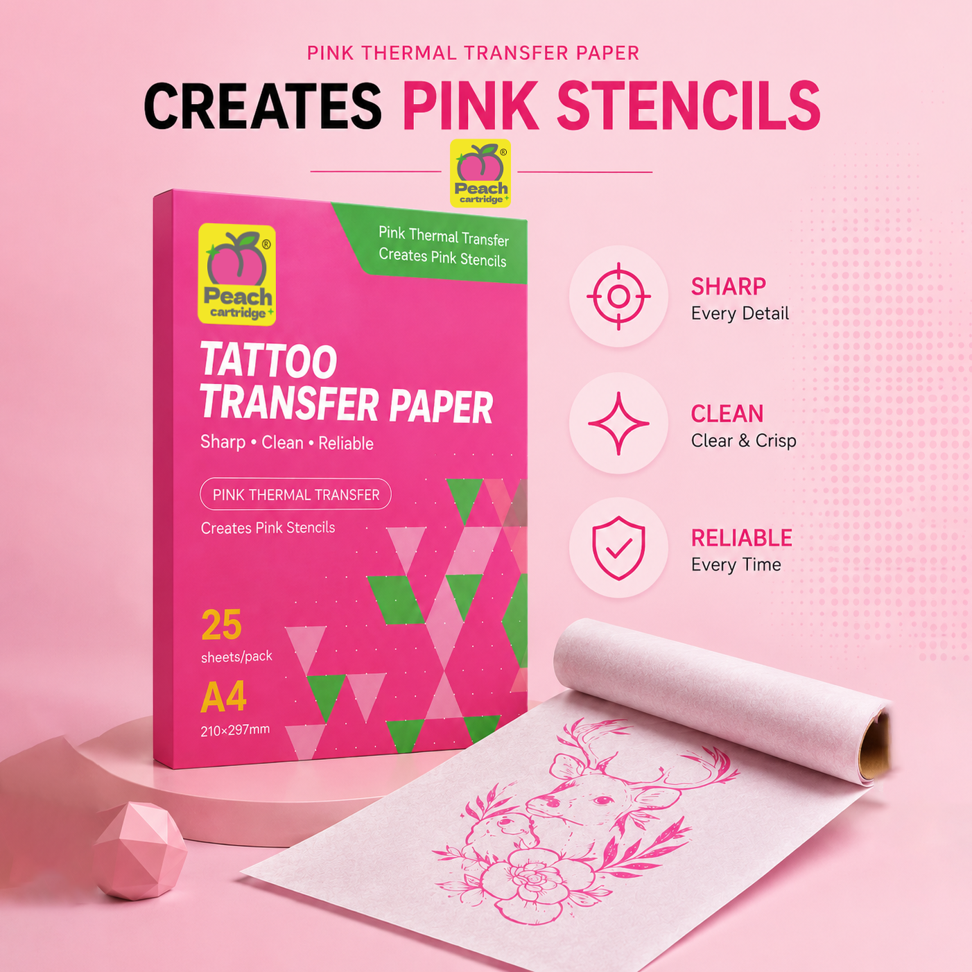 Peach Thermal Transfer Paper | Sharp Stencils That Stay Through Every Wipe