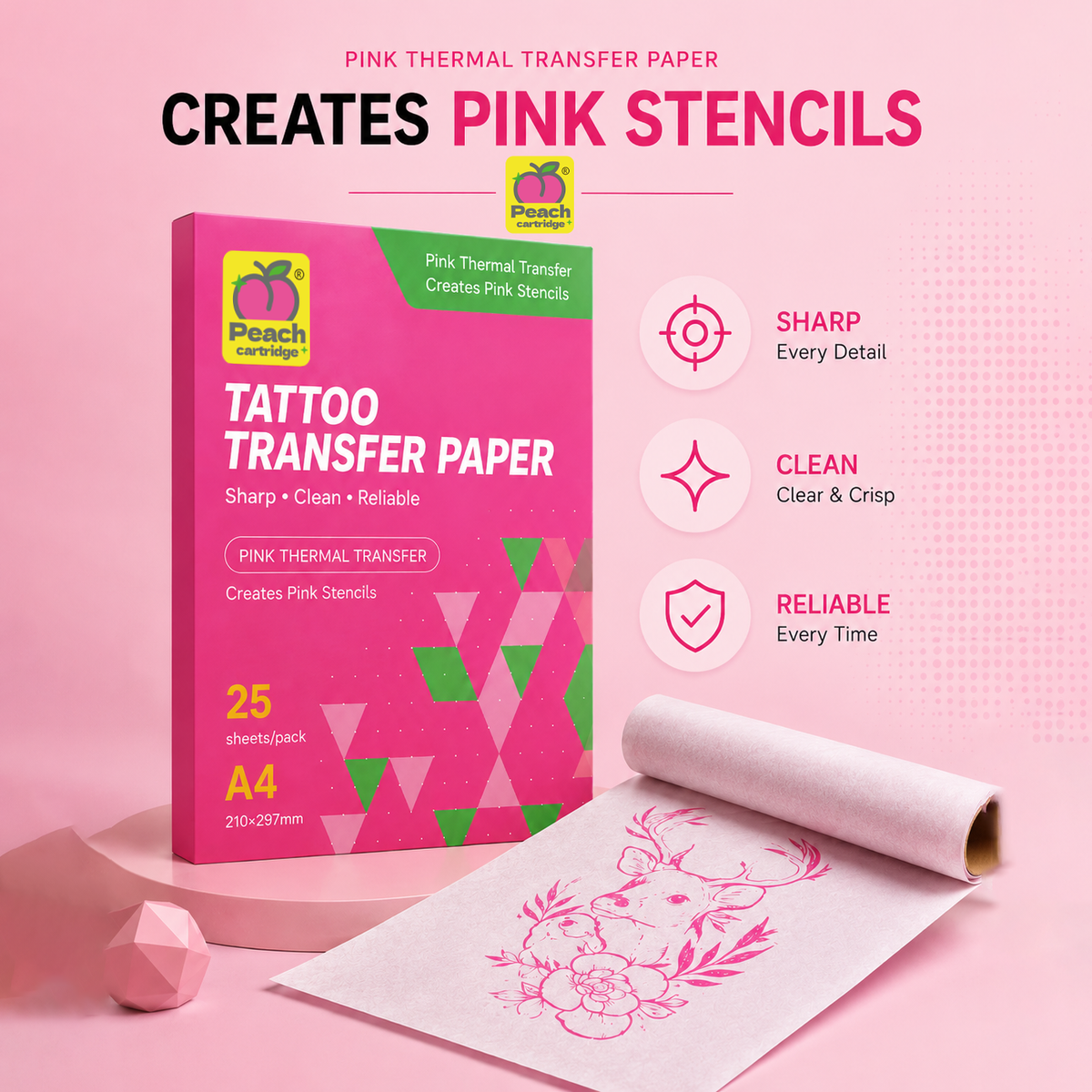 Peach Thermal Transfer Paper | Sharp Stencils That Stay Through Every Wipe