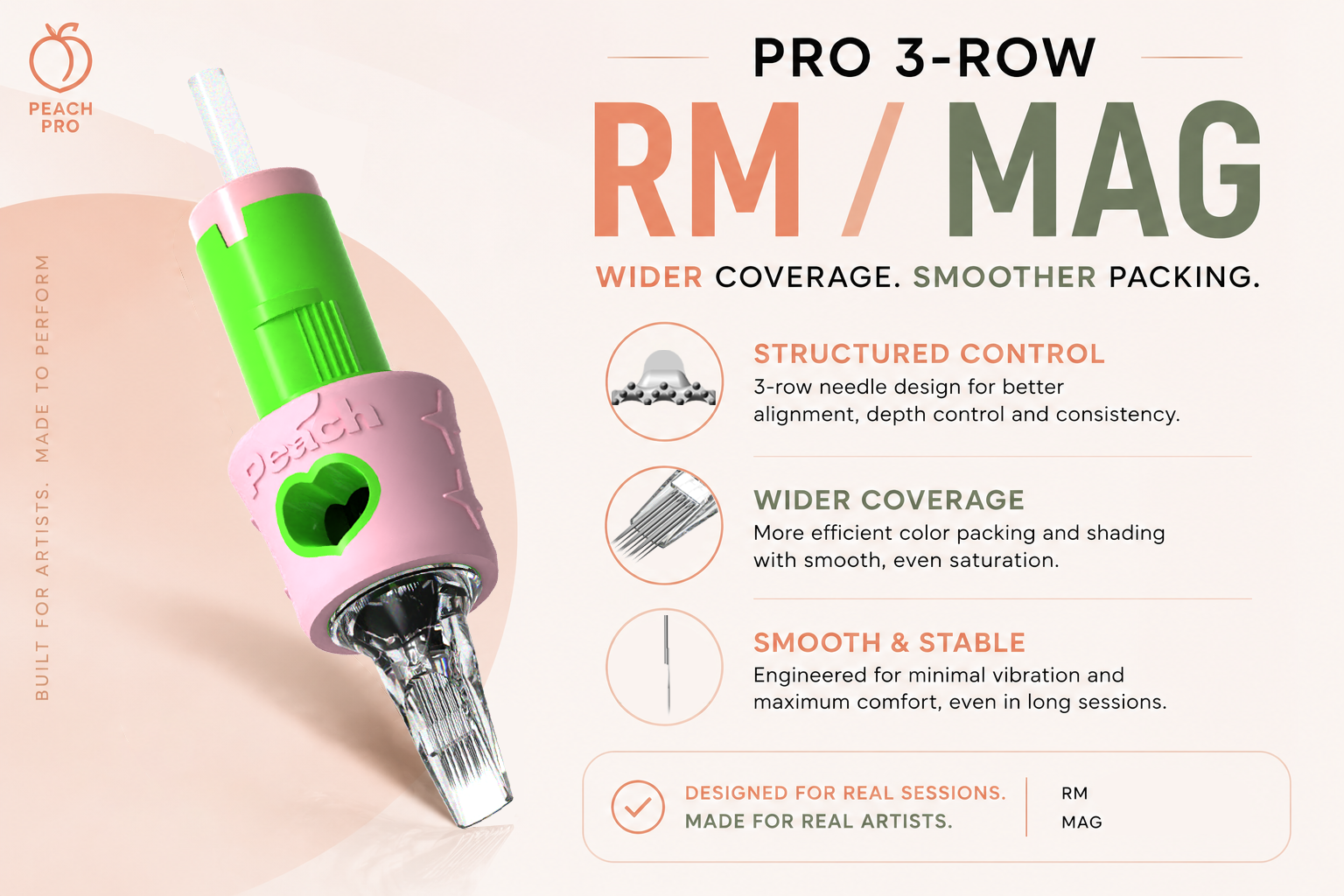 Peach Pro Tattoo Cartridges | Professional Tattoo Needles