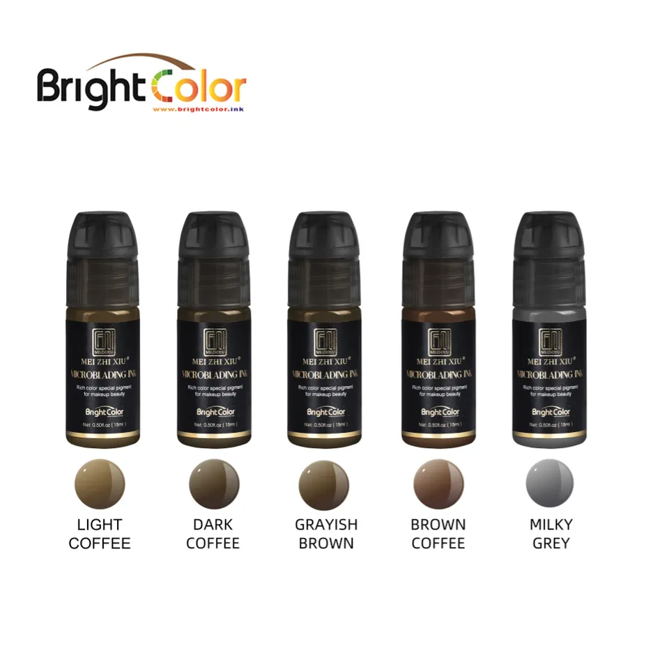 BrightColor Hot selling Tinta de tatuaje de pigmento de maquillaje permanente Set 7 colores 15ml