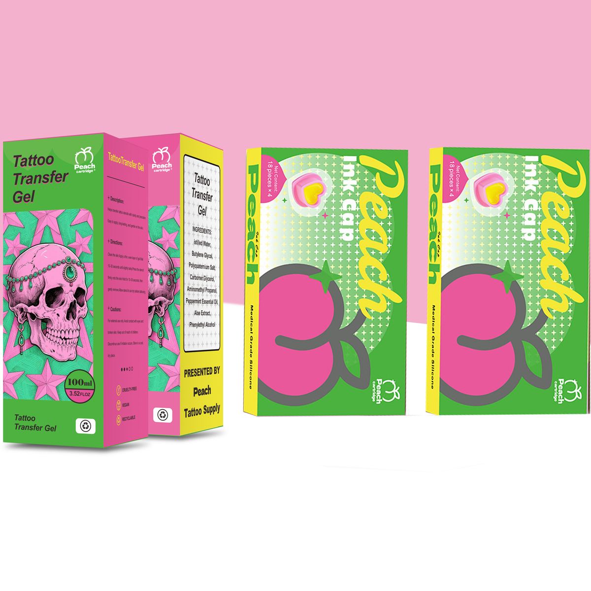 PEACH Black Friday Tattoo Artist Bundle | Tattoo Ink Cups + Transfer Gel Set