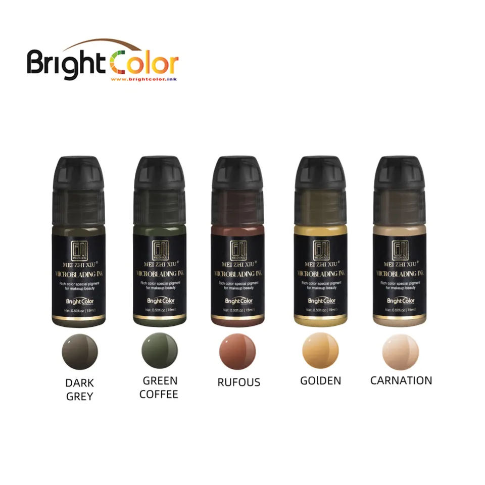 BrightColor Hot selling Tinta de tatuaje de pigmento de maquillaje permanente Set 7 colores 15ml