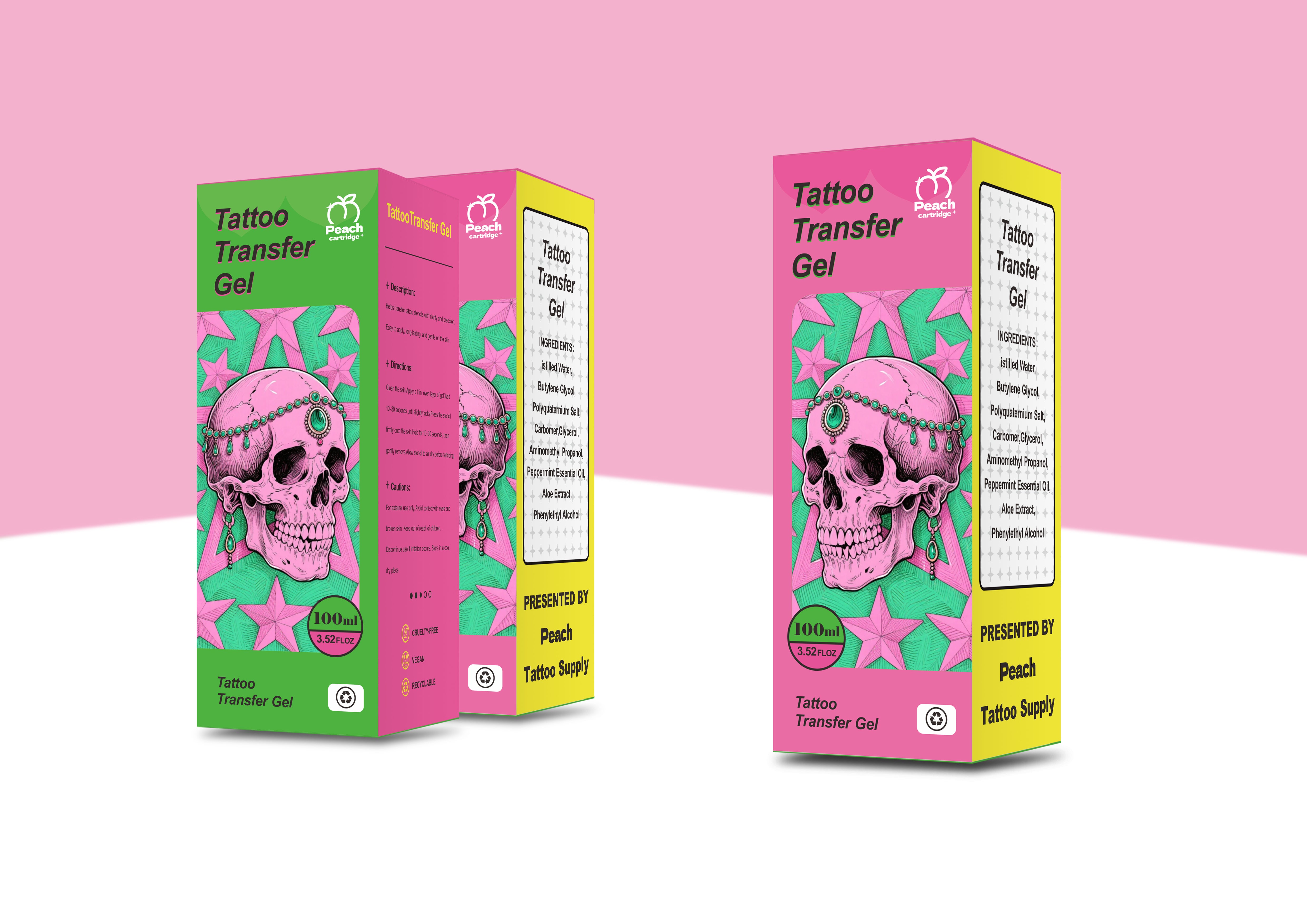 PEACH Tattoo Transfer Gel — 100ml Professional Stencil Solution | Vegan & Long-Lasting