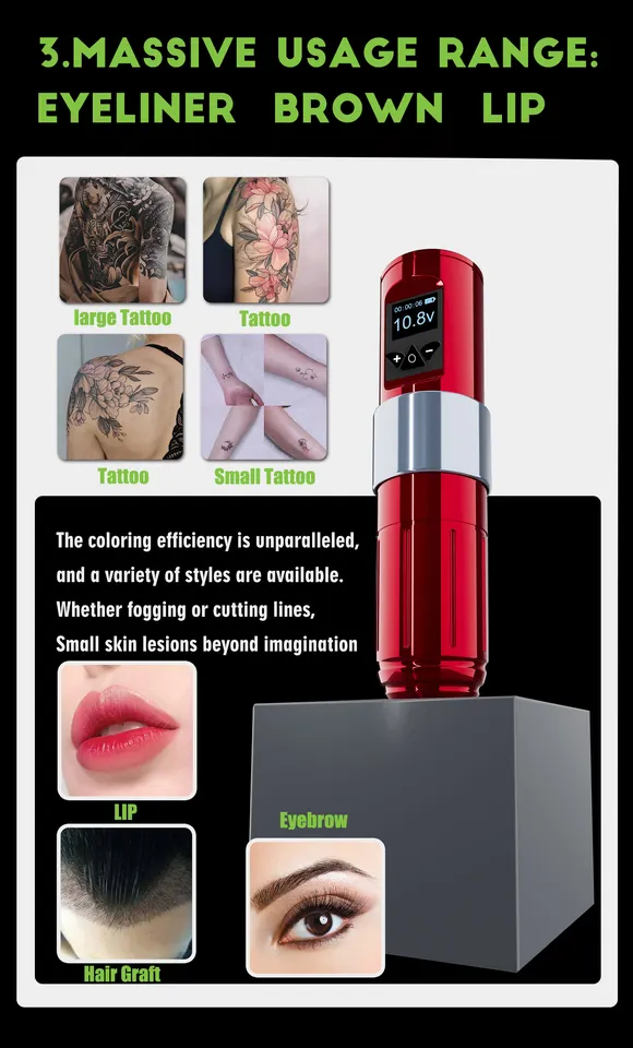 Premium Motor Wireless Tattoo Pen Working 8-10 Hours Rechargeable Tattoo Machine Pen