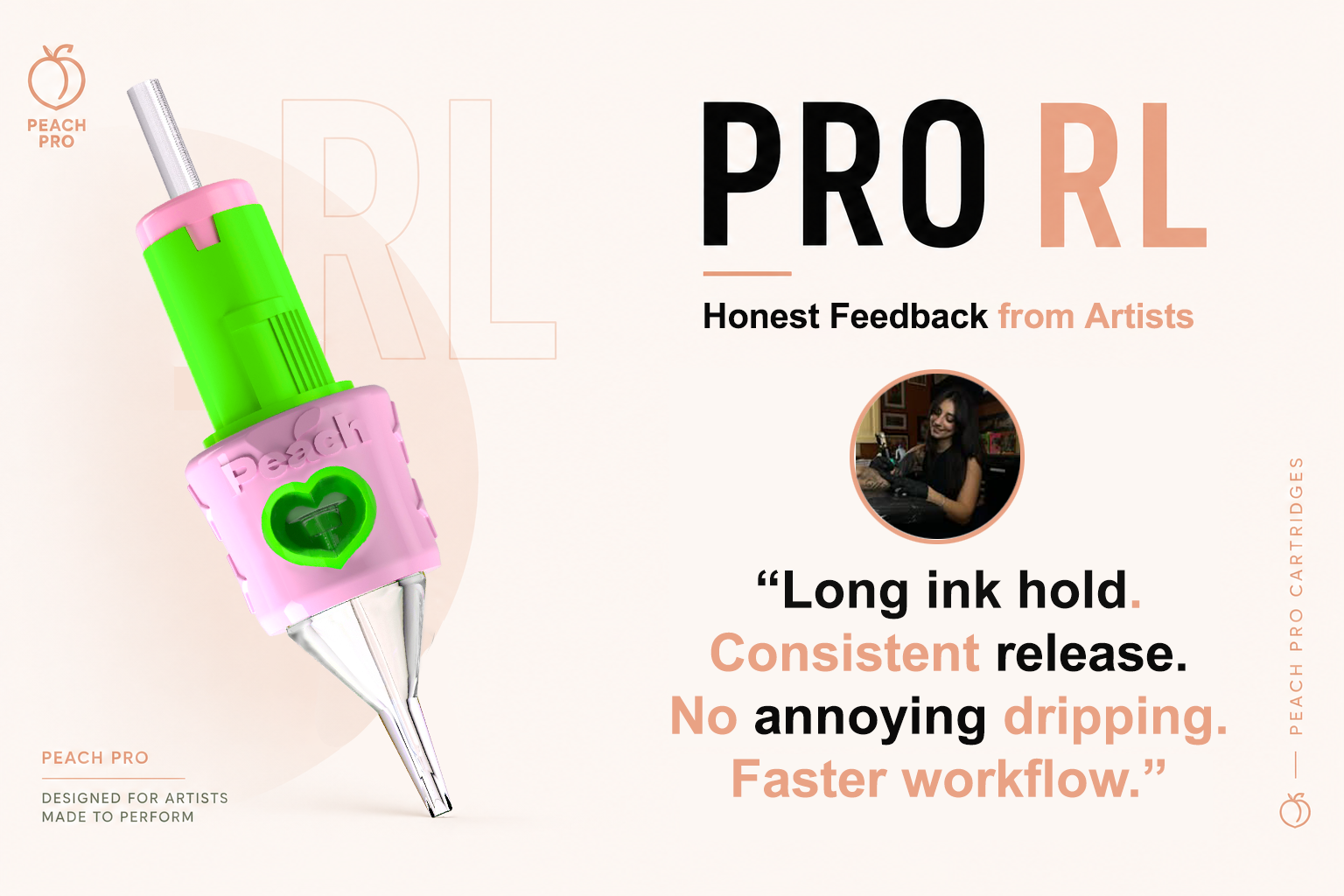 Peach Pro Tattoo Cartridges | Professional Tattoo Needles